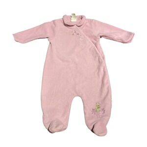 Disney Baby Classic Winnie the Pooh Girl Fleece bodysuit 6M White Pink Flowers